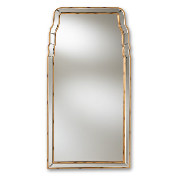 Baxton Studio Alice Modern Queen Anne Style Antique Gold Finished Accent Wall Mirror 150-8892 - main